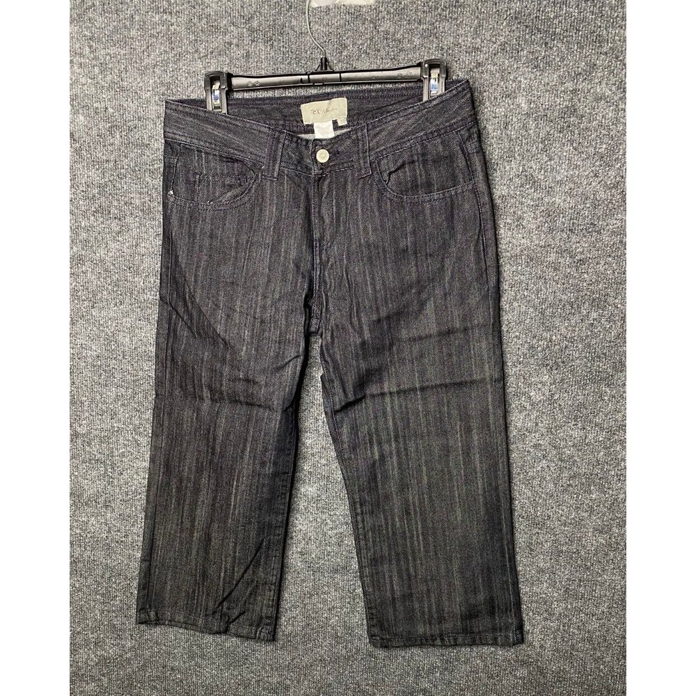 TeX by Max Azria Women's Dark Wash Striped Cropped‎ Capri Jeans Size 25
